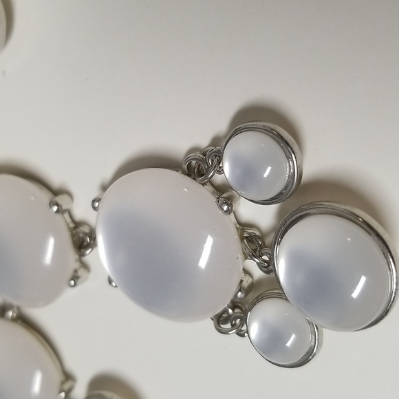 22.5" Silver Tone Moonstone Lucite Statement Necklace - Picture 4 of 6